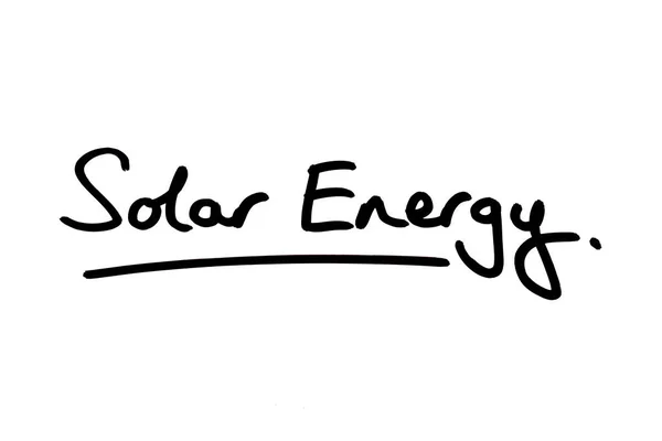 Energía Solar Escrita Mano Sobre Fondo Blanco — Foto de Stock