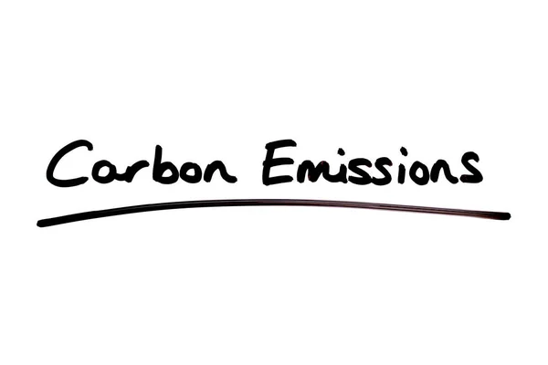 Carbon Emissions handwritten on a white background.