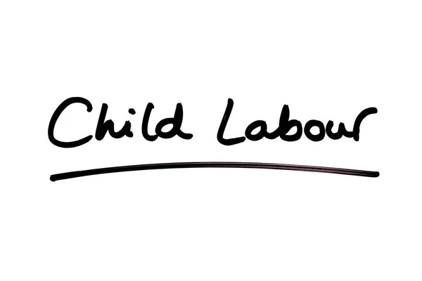 Kinderarbeid Handgeschreven Een Witte Achtergrond — Stockfoto