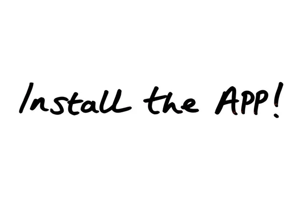 Installera App Handskriven Vit Bakgrund — Stockfoto