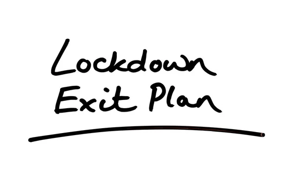 Lockdown Exit Plan Handskriven Vit Bakgrund — Stockfoto