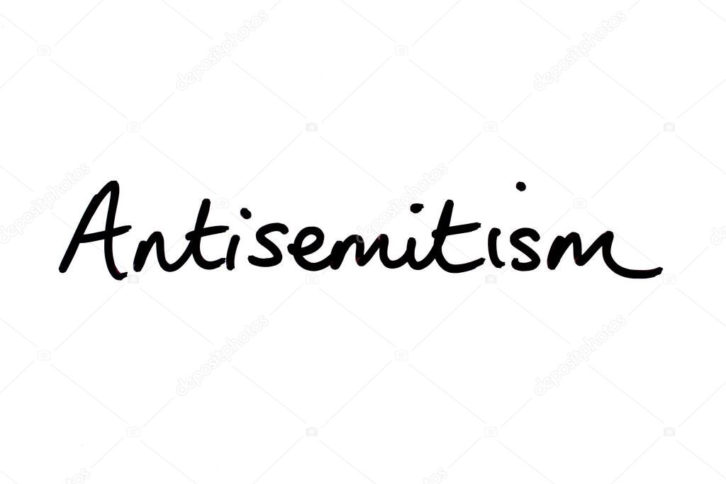 Antisemitism handwritten on a white background.