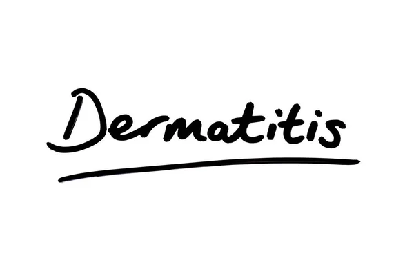 Beyaz Arkaplanda Yazısıyla Dermatit — Stok fotoğraf