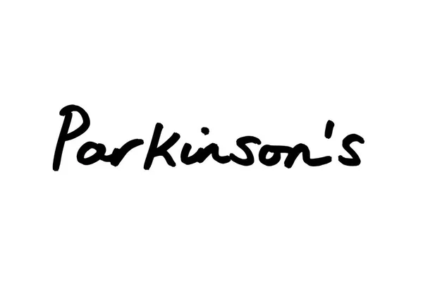 Parkinsons Escrito Mão Fundo Branco — Fotografia de Stock