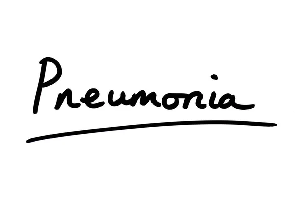 Pneumonie Ručně Psané Bílém Pozadí — Stock fotografie