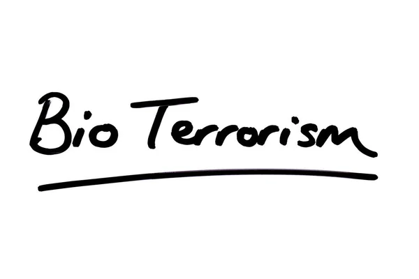 Bio Terroryzm Odręcznie Napisane Białym Tle — Zdjęcie stockowe
