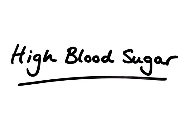 Vysoká Hladina Cukru Krvi Ručně Psané Bílém Pozadí — Stock fotografie