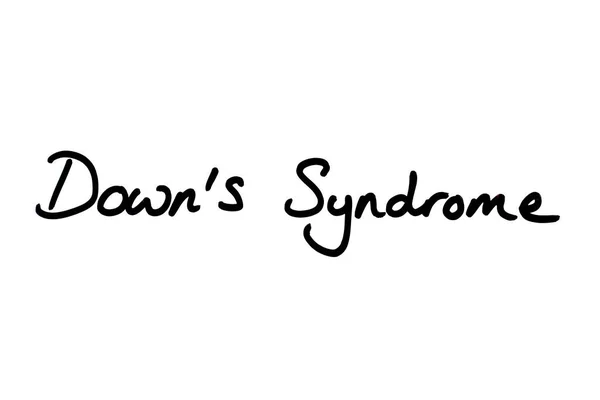 Síndrome Downs Escrito Mano Sobre Fondo Blanco — Foto de Stock