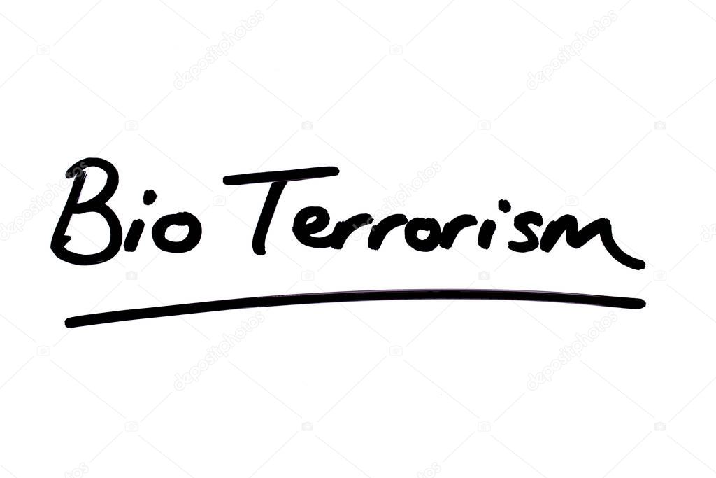 Bio Terrorism handwritten on a white background.