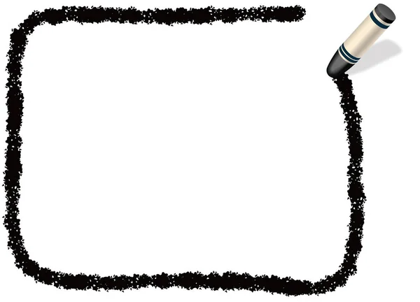 Чорна, прямокутна рамка повідомлення, намальована чорним креоном — стоковий вектор