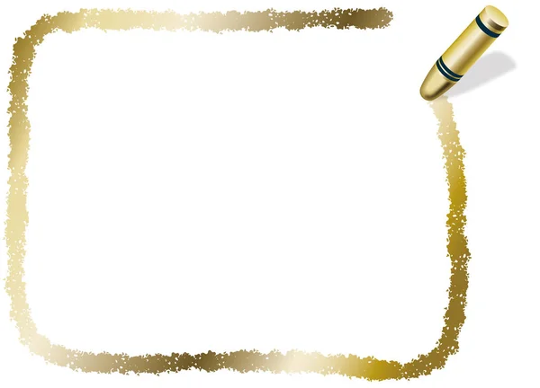 Золотая прямоугольная рамка сообщения, нарисованная золотым карандашом — стоковый вектор