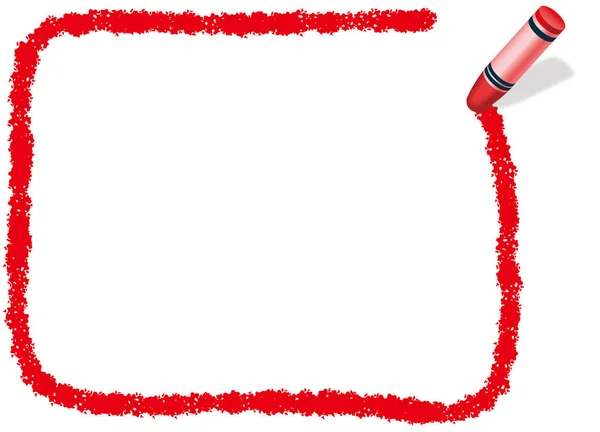 A red, rectangular message frame drew with a red crayon — Stock Vector