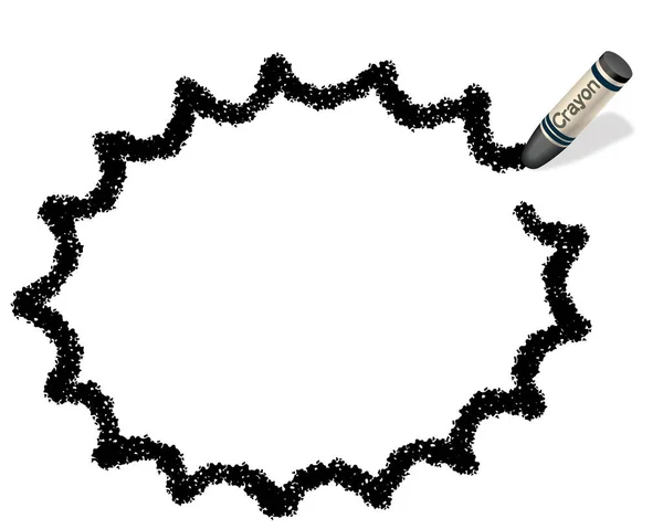 Eine mit schwarzer Kreide gezeichnete, gezackte ellipsoide Botschaftsrahmenillustration. — Stockvektor