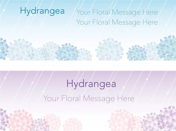 A set of two vector illustration message frames of hydrangeas.