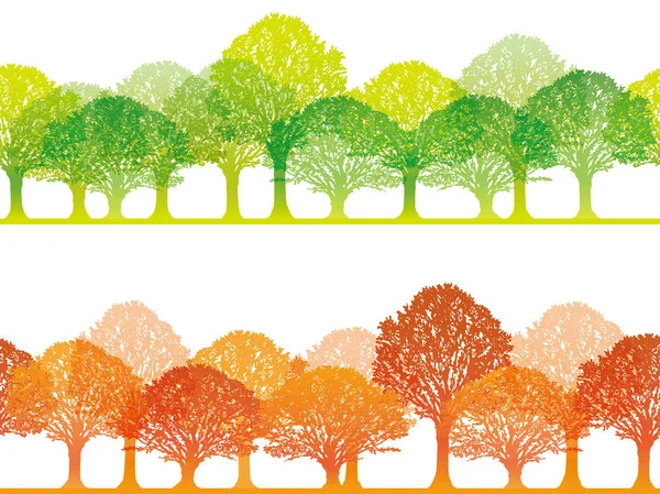 Un conjunto de dos ilustraciones de bosques vectoriales sin fisuras . — Vector de stock