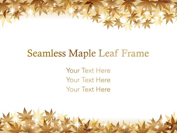Een naadloze vector gouden maple leaf frame/achtergrond. — Stockvector