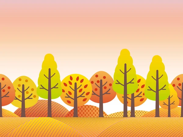 Eine nahtlose Darstellung der Landschaft im Herbst. — Stockvektor