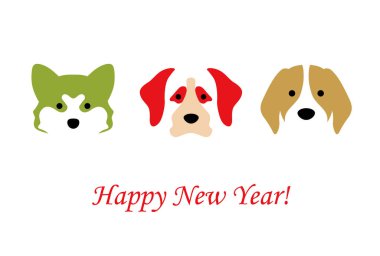 Köpek yılbaşı kartı şablonunun bir yıl.