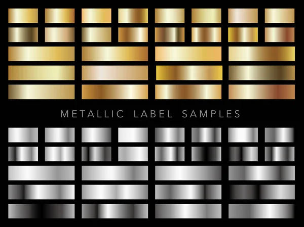 El çeşitli metalik vektör etiket örnekleri.