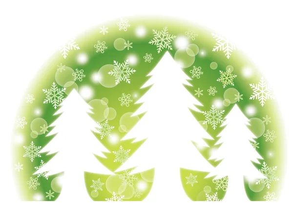 A semicircular snowy forest background  (Green) — Stock Vector