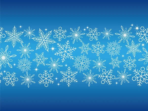 Un fondo azul invierno abstracto sin costuras con copos de nieve . — Vector de stock