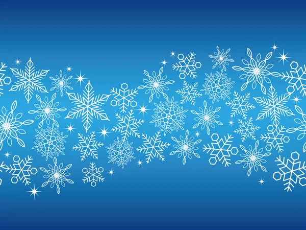 Un fondo azul invierno abstracto sin costuras con copos de nieve . — Vector de stock