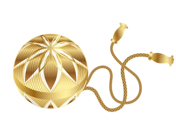 En guld temari-ball, en af de japanske nytårsferieartikler . – Stock-vektor
