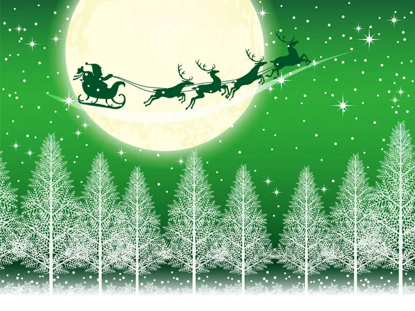 Fondo Navideño Sin Fisuras Con Santa Claus Renos Volando Través — Vector de stock