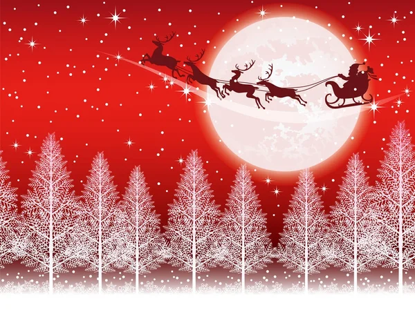 Sorunsuz Noel ve bir arka plan Noel Baba ayın vektör çizim üzerinde uçan reindeers. (Yatay olarak tekrarlanabilir)
