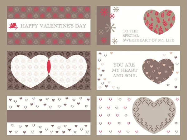 Una Serie Carte San Valentino Assortiti Illustrazione Vettoriale — Vettoriale Stock