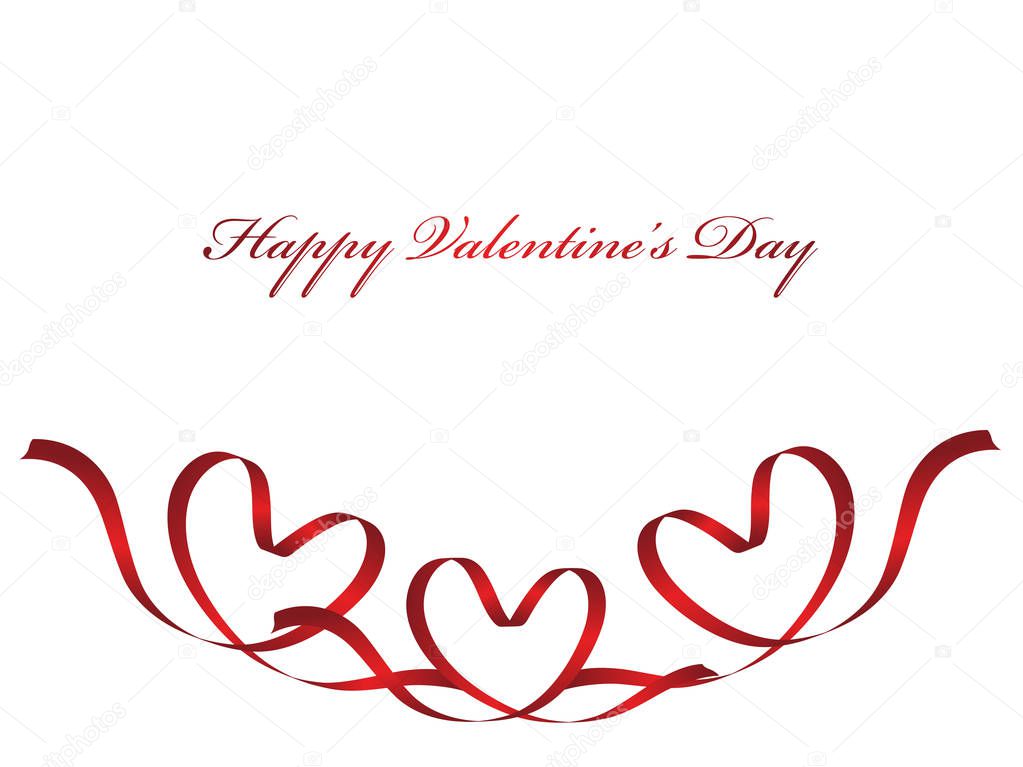 A Valentine card template with a red ribbon and text space, vector illustration.