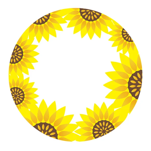 Ein Kreisförmiger Sonnenblumenrahmen Mit Textfläche Vektorillustration — Stockvektor