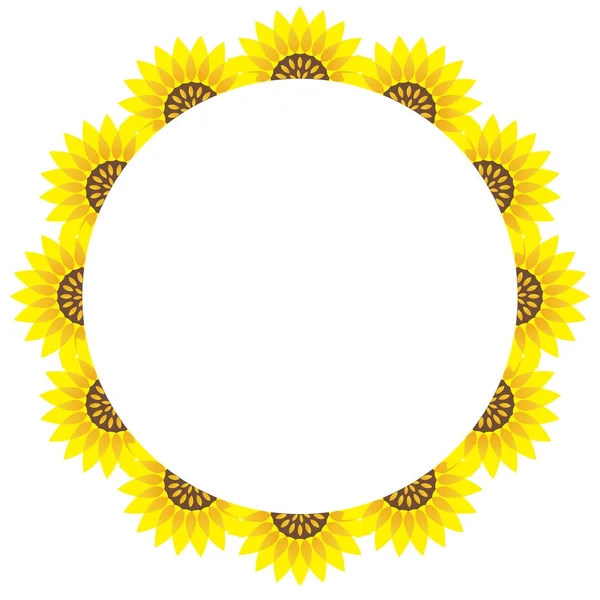 Circular Sunflower Frame Text Space Vector Illustration — Stock Vector