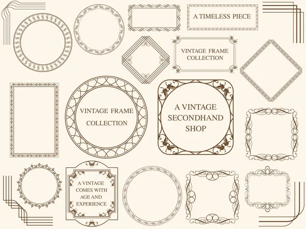 Eine Reihe Von Verschiedenen Vintage Rahmen Vektorillustrationen — Stockvektor