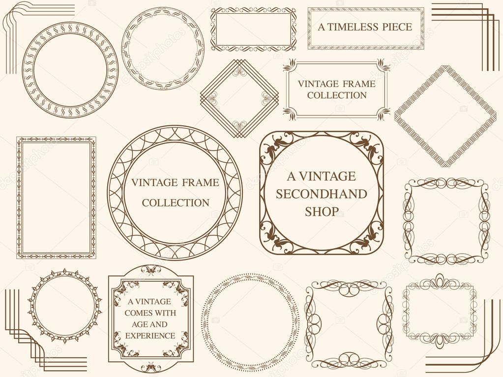 A set of assorted vintage frames, vector illustrations.