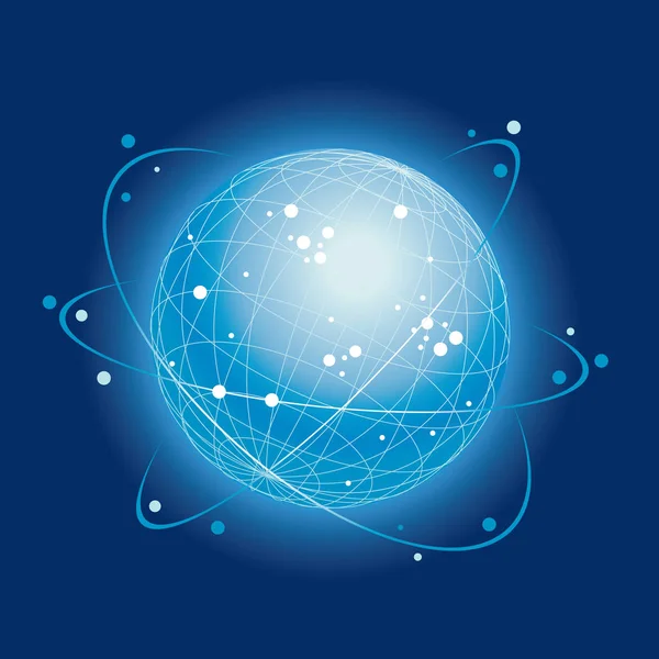 Globální Síť Systému Ikona Tmavě Modrém Pozadí Vektorové Ilustrace — Stockový vektor