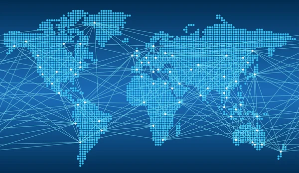 Mapa Sin Fisuras Del Sistema Red Global Ilustración Vectorial Horizontalmente — Vector de stock