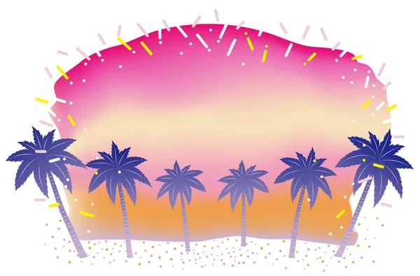 Summer Beach Sunrise Sunset Text Space Vector Illustration Sample Text — Stock Vector