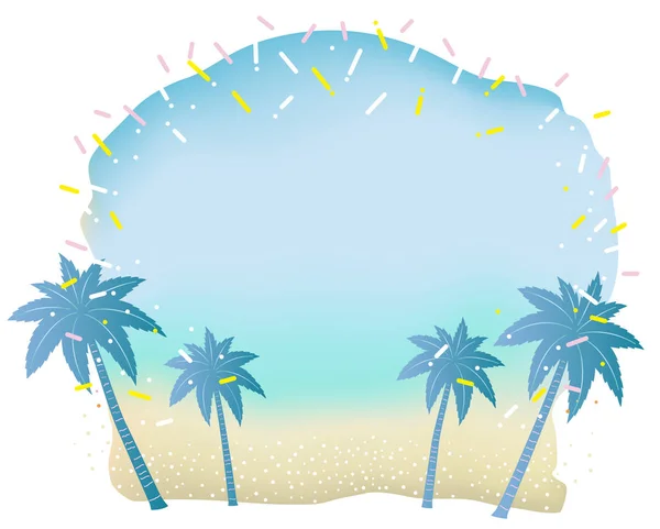 Ілюстрація літнього пляжу з текстовим простором. (без вибіркового тексту ) — стоковий вектор