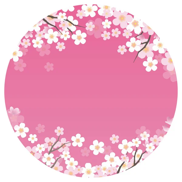 Kreisförmige Vektorhintergrundillustration Mit Kirschblüten Voller Blüte Ohne Beispieltext — Stockvektor