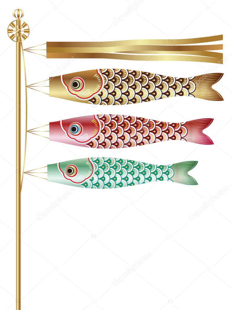 Vector illustration with carp streamers for the Japanese Kodomo No Hi, the Boys Festival. 