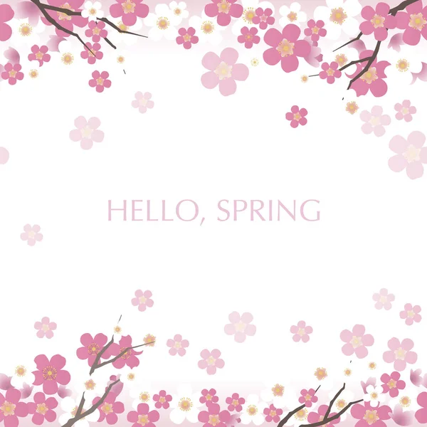 Nahtlose Vektorhintergrundillustration Mit Kirschblüten Voller Blüte Horizontal Wiederholbar — Stockvektor