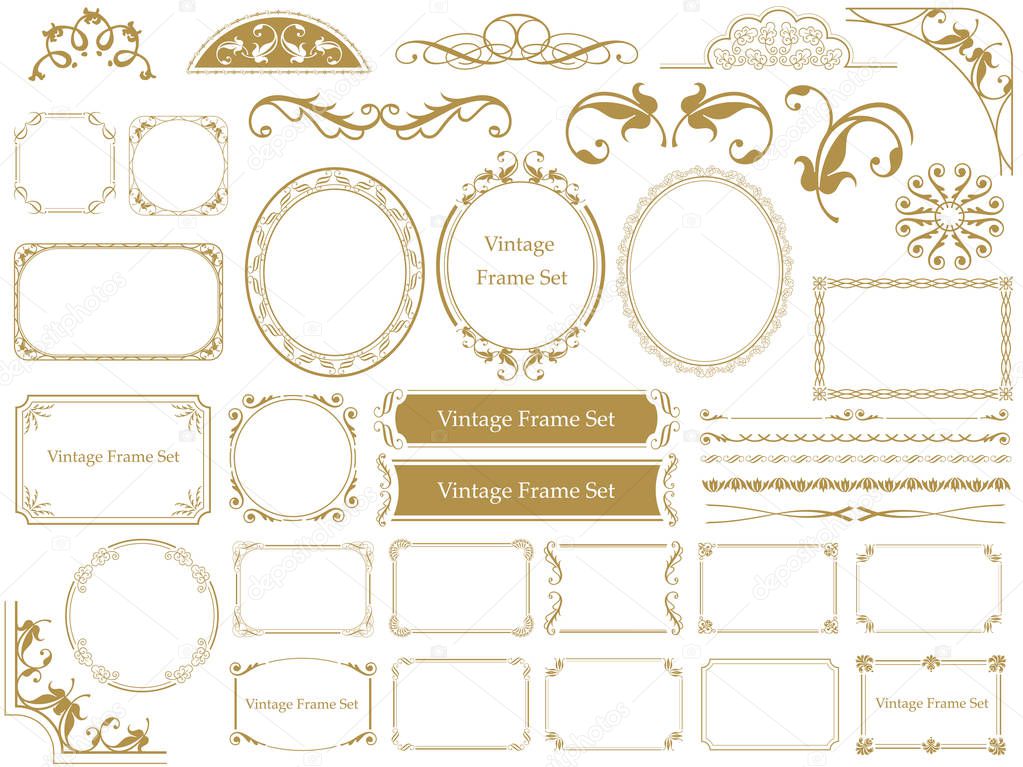 Set of assorted vintage frames, vector illustrations.