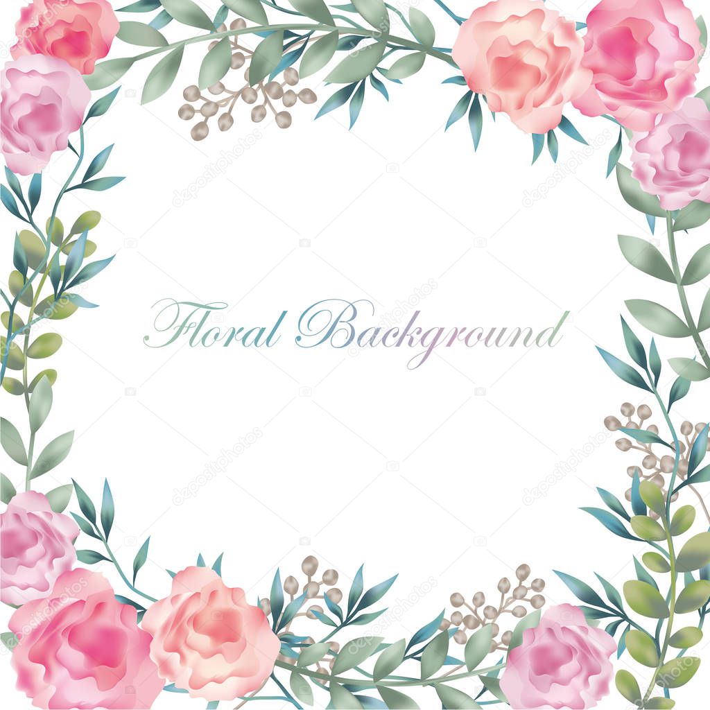Watercolor flower background illustration with text space.