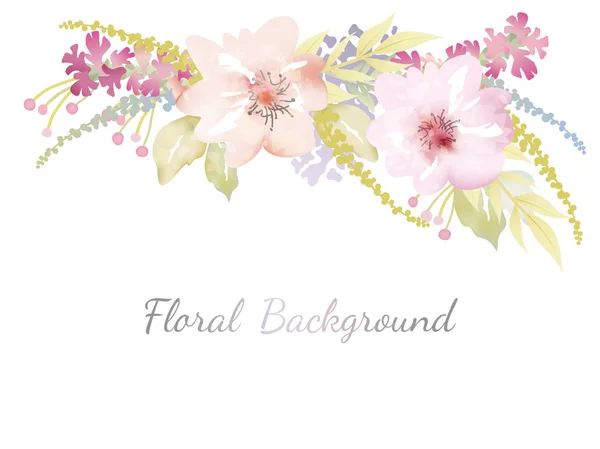 Aquarell Floraler Hintergrund Mit Textfläche Vektorillustration — Stockvektor