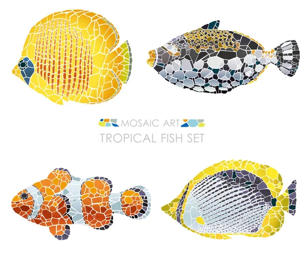 Mosaic tropical fish set.