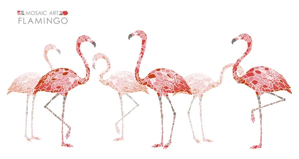 Mozaika różowe flamingi. — Wektor stockowy
