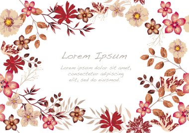 Beyaz bir arka planda, vektör illüstrasyonunda izole edilmiş dikişsiz çiçek arkaplanı. Yatay ve dikey olarak tekrarlanabilir.