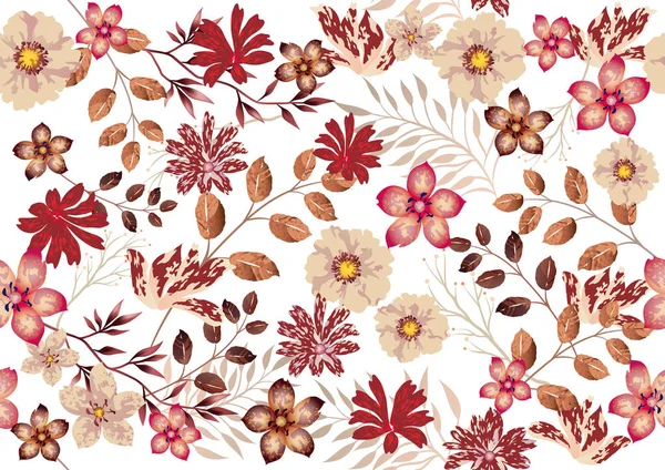 Aquarell nahtloses Blumenmuster, Vektorillustration. horizontal und vertikal wiederholbar. — Stockvektor