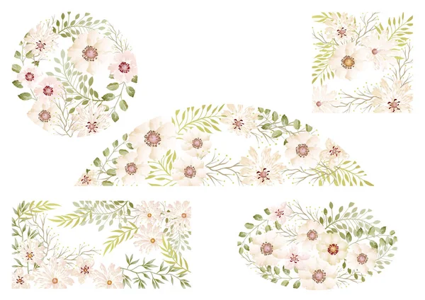 Set von Aquarell floralen Hintergründen isoliert auf weißem Hintergrund. — Stockvektor